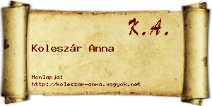 Koleszár Anna névjegykártya