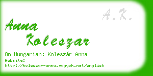 anna koleszar business card